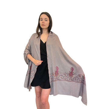 Luxury Pure Handmade Pashmina Scarf with Exquisite Hand Embroidery – Soft, Warm & Stylish Shawl for Women